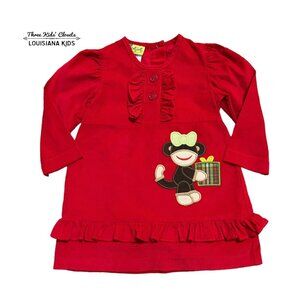 Stellybelly 18m Christmas Monkey Appliqué Dress